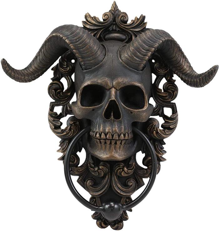 Ebros Gift Ebros Baphomet Horned God Skull Hanging Door Knocker With Built In Striker Plate