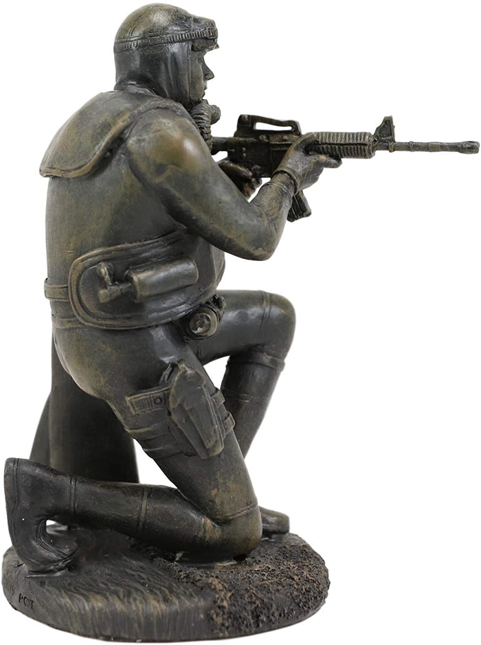 Ebros Gift Ebros Battlefield Navy Seal Diver Soldier Taking Aim With Rifle Statue 6" H