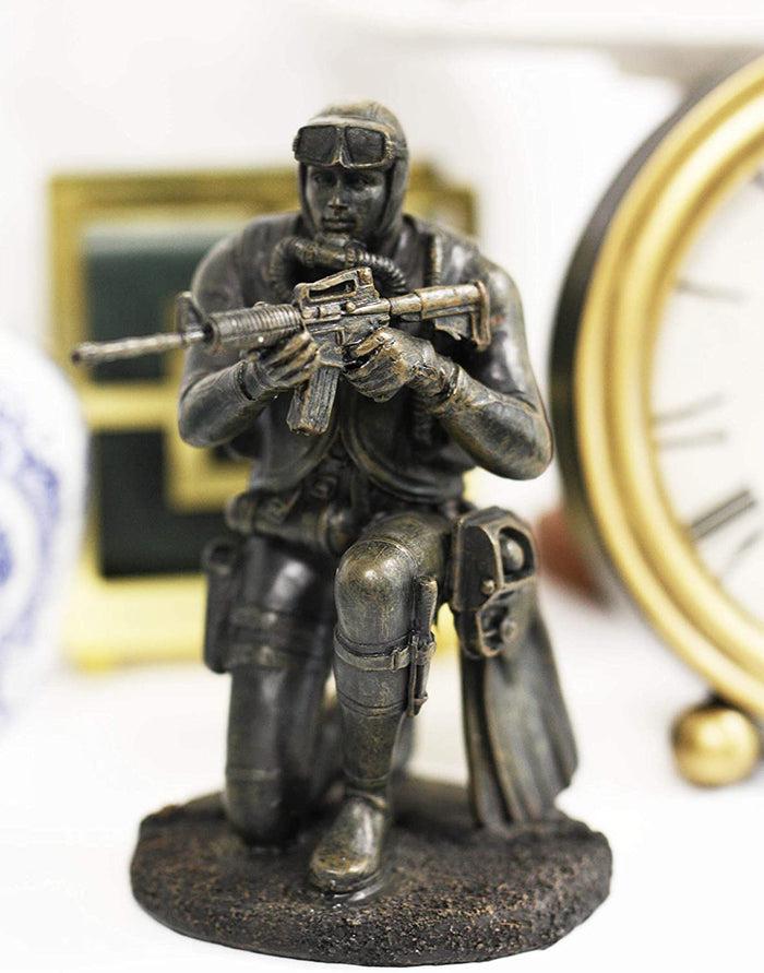 Ebros Gift Ebros Battlefield Navy Seal Diver Soldier Taking Aim With Rifle Statue 6" H
