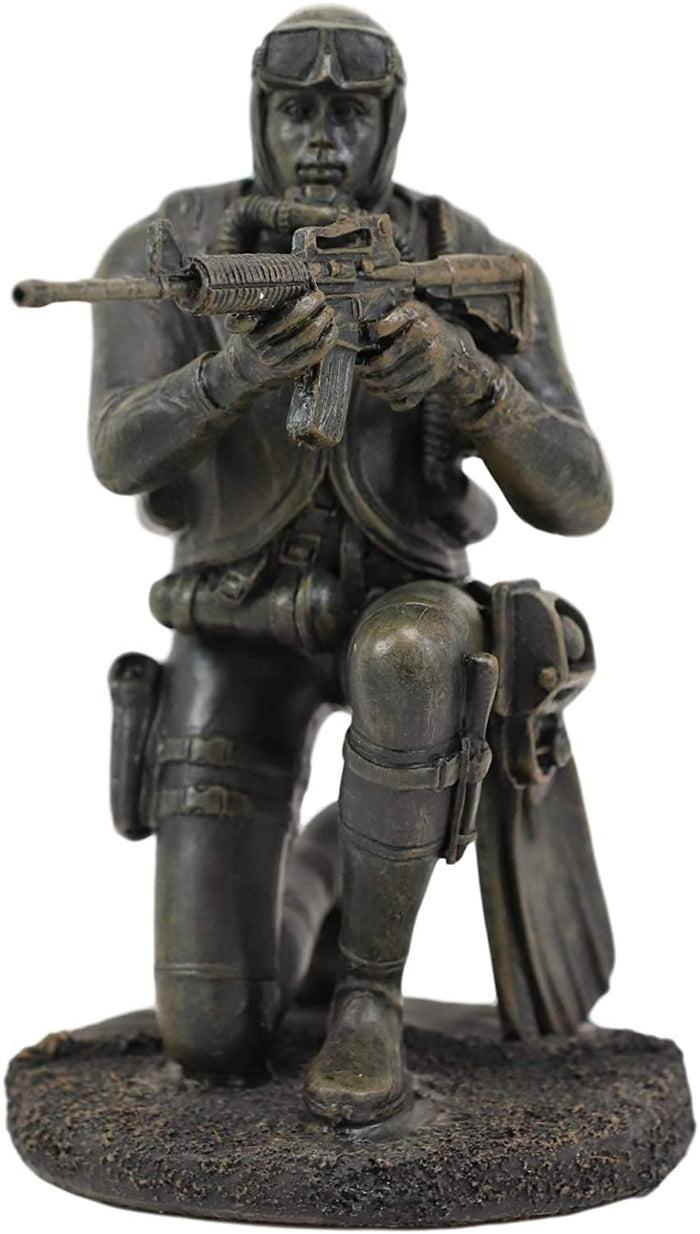 Ebros Gift Ebros Battlefield Navy Seal Diver Soldier Taking Aim With Rifle Statue 6" H