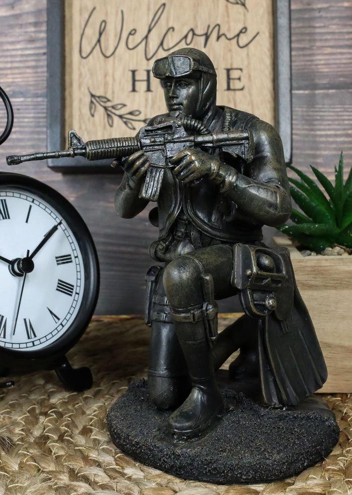 ebros gift Ebros Battlefield Navy Seal Diver Soldier Taking Aim with Rifle Statue 6" H