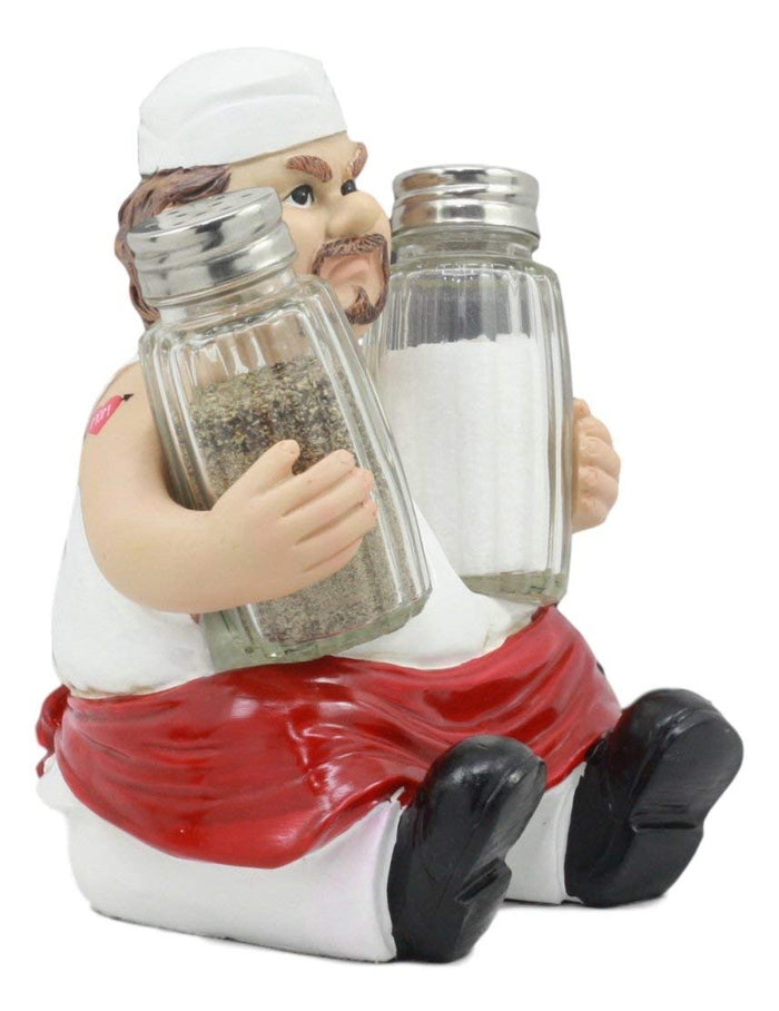 Ebros Gift Ebros Bayou Cajun Spice Redneck Chef Salt And Pepper Shakers Holder Figurine 6 1/8"Tall Greasy Cracker Chef Southern Cuisine Decorative Statue Kitchen Home Dining Centerpiece