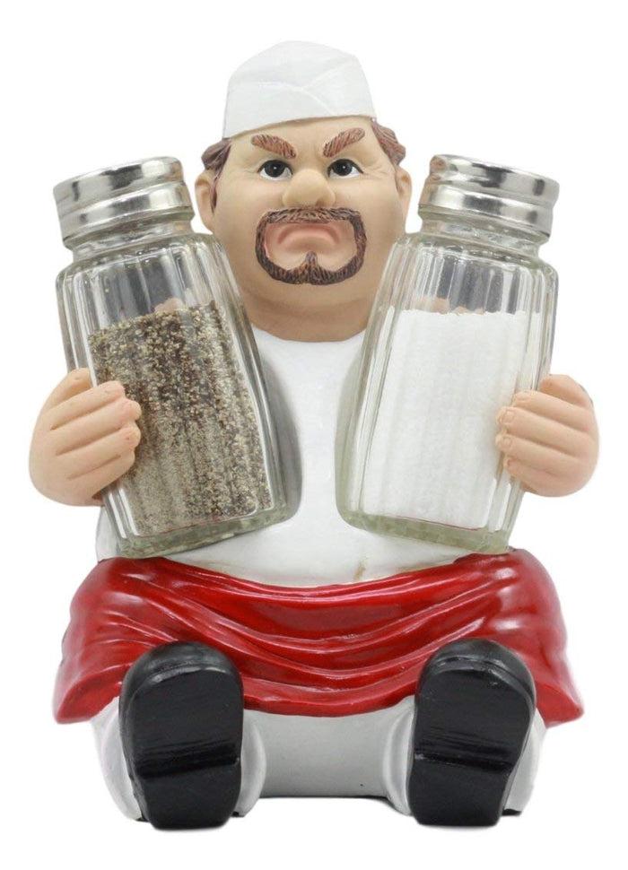 ebros gift Ebros Bayou Cajun Spice Redneck Chef Salt And Pepper Shakers Holder Figurine 6 1/8"Tall Greasy Cracker Chef Southern Cuisine Decorative Statue Kitchen Home Dining Centerpiece