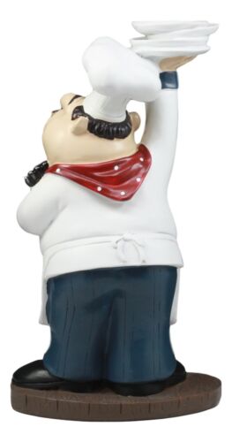 Ebros Gift Ebros Be Our Guest French Bistro Chef Holding Plates And Utensils Statue Kitchen Counter-top Decor Figurine 10.5" H