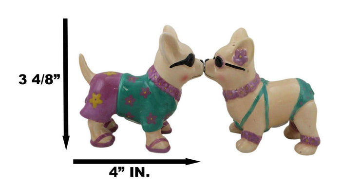 Ebros Gift Ebros Beach Honeymoon Lovers Kissing Chihuahua Dogs Ceramic Salt Pepper Shakers Set