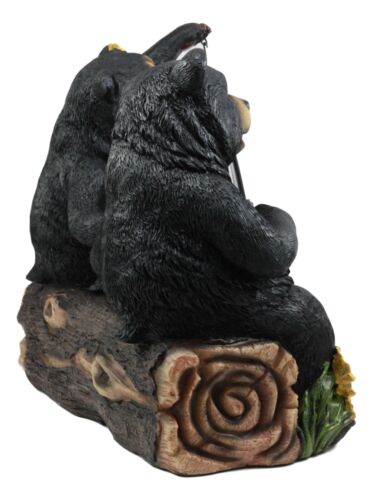 Ebros Gift Ebros Beacon Of Happiness Black Bear Family Welcome Sign Statue Solar LED Light
