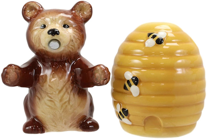 Ebros Gift Ebros Bear Hugging Beehive With Bumblebees Ceramic Salt And Pepper Shakers Set