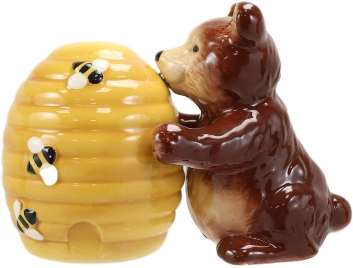 Ebros Gift Ebros Bear Hugging Beehive With Bumblebees Ceramic Salt And Pepper Shakers Set