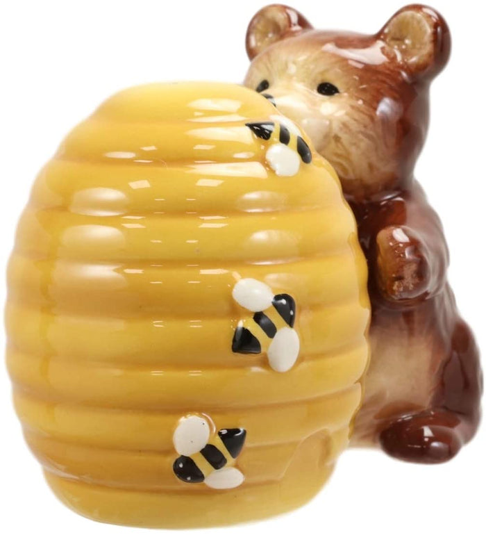 Ebros Gift Ebros Bear Hugging Beehive With Bumblebees Ceramic Salt And Pepper Shakers Set