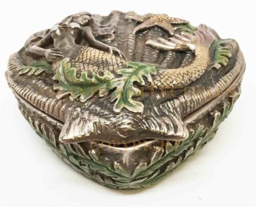 Ebros Gift Ebros Beautiful Ocean Siren Mermaid With Starfish Oyster Shell Shaped Jewelry Box Figurine Mini Storage Decor Sculpture