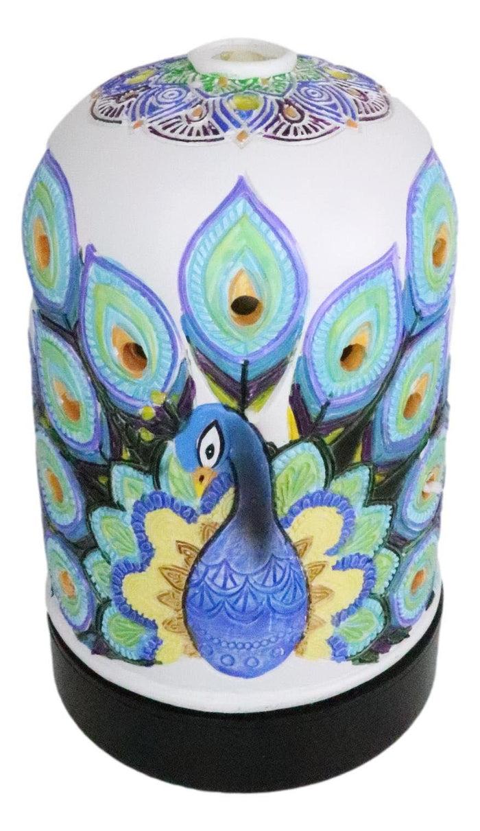Ebros Gift Ebros Beautiful Wildlife Peacock Train Aroma Oil Diffuser With Colorful LED Lights