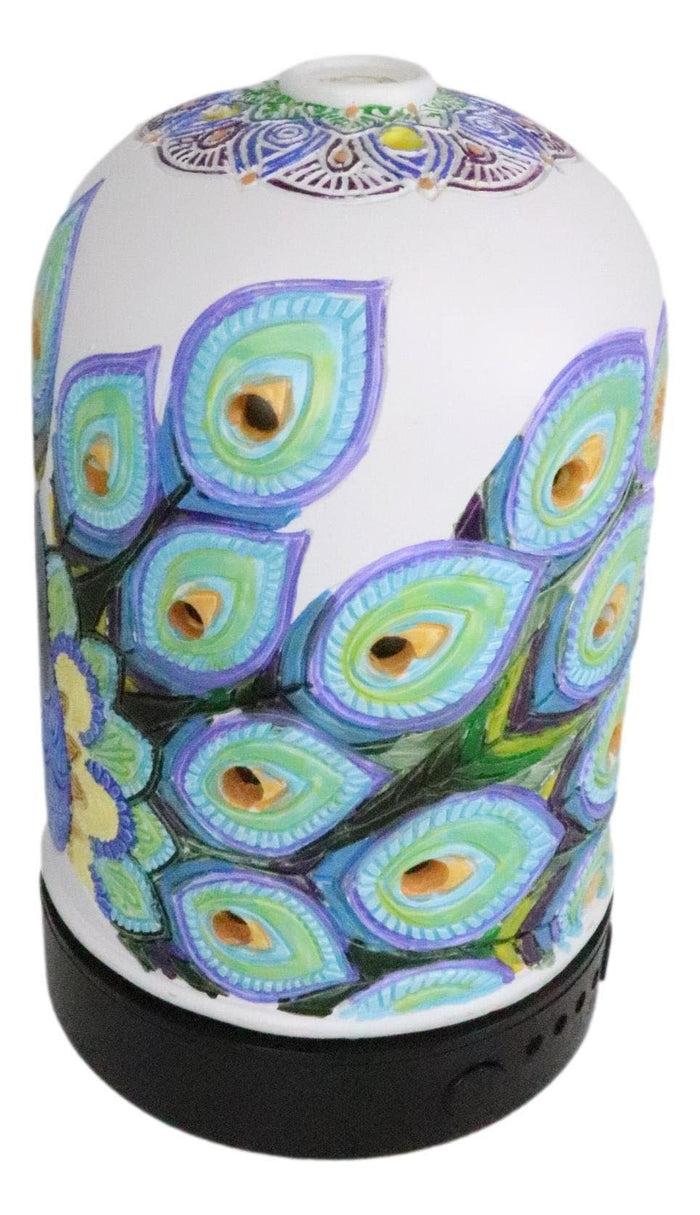 Ebros Gift Ebros Beautiful Wildlife Peacock Train Aroma Oil Diffuser With Colorful LED Lights