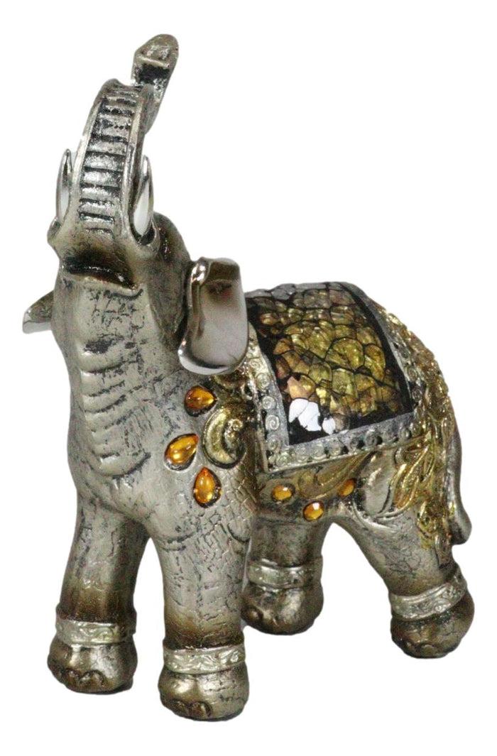 Ebros Gift Ebros Bejeweled Mosaic Left Facing Feng Shui Elephant With Trunk Up Statue 6"H
