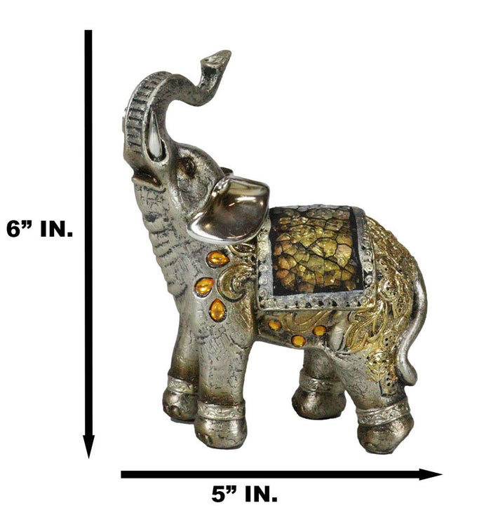 Ebros Gift Ebros Bejeweled Mosaic Left Facing Feng Shui Elephant With Trunk Up Statue 6"H
