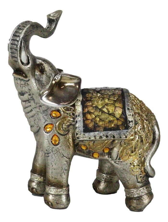 Ebros Gift Ebros Bejeweled Mosaic Left Facing Feng Shui Elephant With Trunk Up Statue 6"H