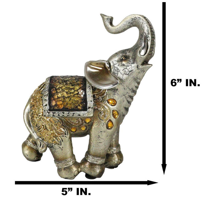 Ebros Gift Ebros Bejeweled Mosaic Right Facing Feng Shui Elephant With Trunk Up Statue 6"H