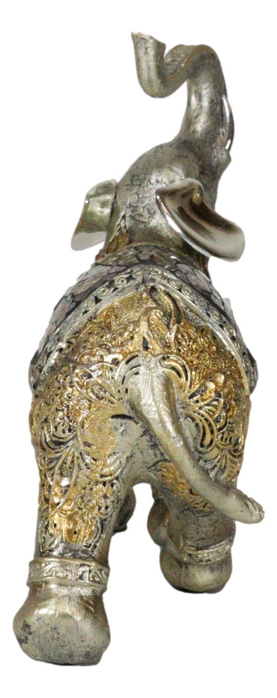 Ebros Gift Ebros Bejeweled Mosaic Right Facing Feng Shui Elephant With Trunk Up Statue 6"H
