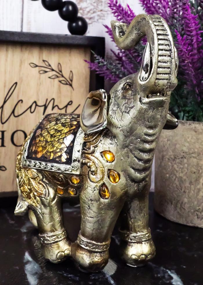 ebros gift Ebros Bejeweled Mosaic Right Facing Feng Shui Elephant With Trunk Up Statue 6"H