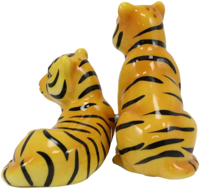 Ebros Gift Ebros Bengal Orange Tiger And Tigress Couple Ceramic Salt Pepper Shaker Set