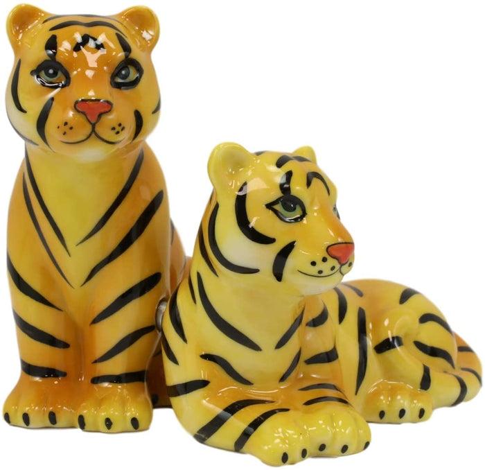 Ebros Gift Ebros Bengal Orange Tiger And Tigress Couple Ceramic Salt Pepper Shaker Set