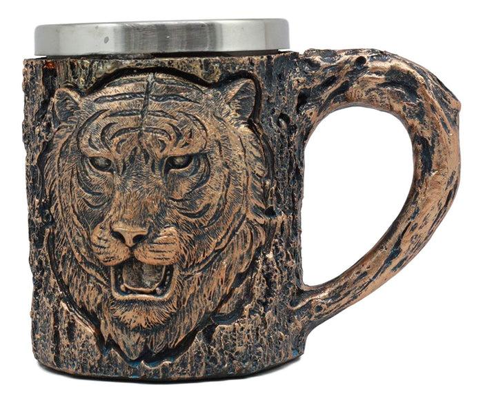 Ebros Gift Ebros Bengal Tiger Coffee Mug Textured With Rustic Tree Bark Design 12oz