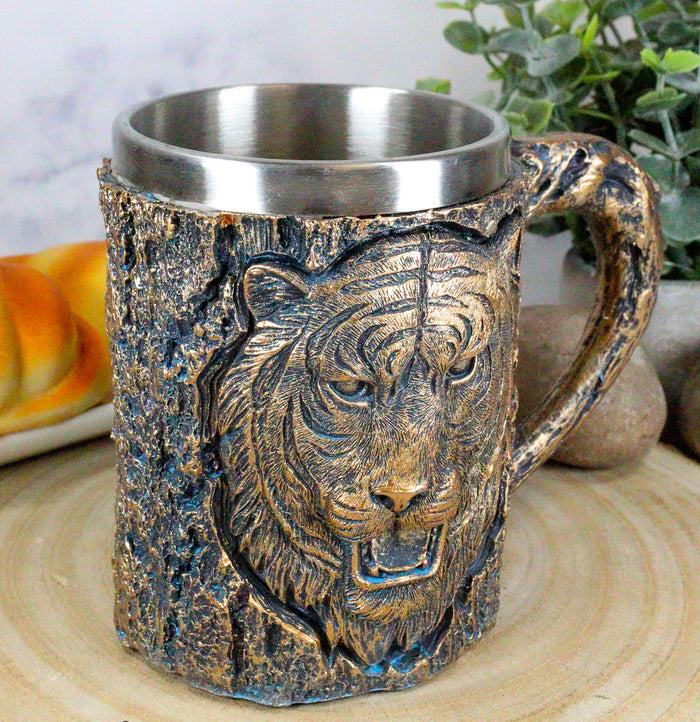 Ebros Gift Ebros Bengal Tiger Coffee Mug Textured With Rustic Tree Bark Design 12oz
