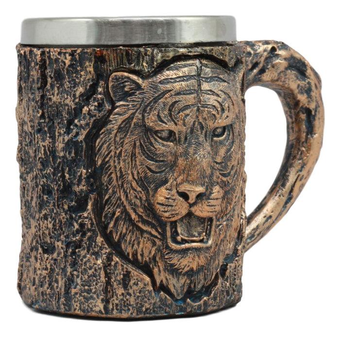 Ebros Gift Ebros Bengal Tiger Coffee Mug Textured With Rustic Tree Bark Design 12oz
