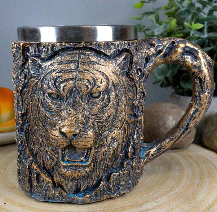 ebros gift Ebros Bengal Tiger Coffee Mug Textured With Rustic Tree Bark Design 12oz