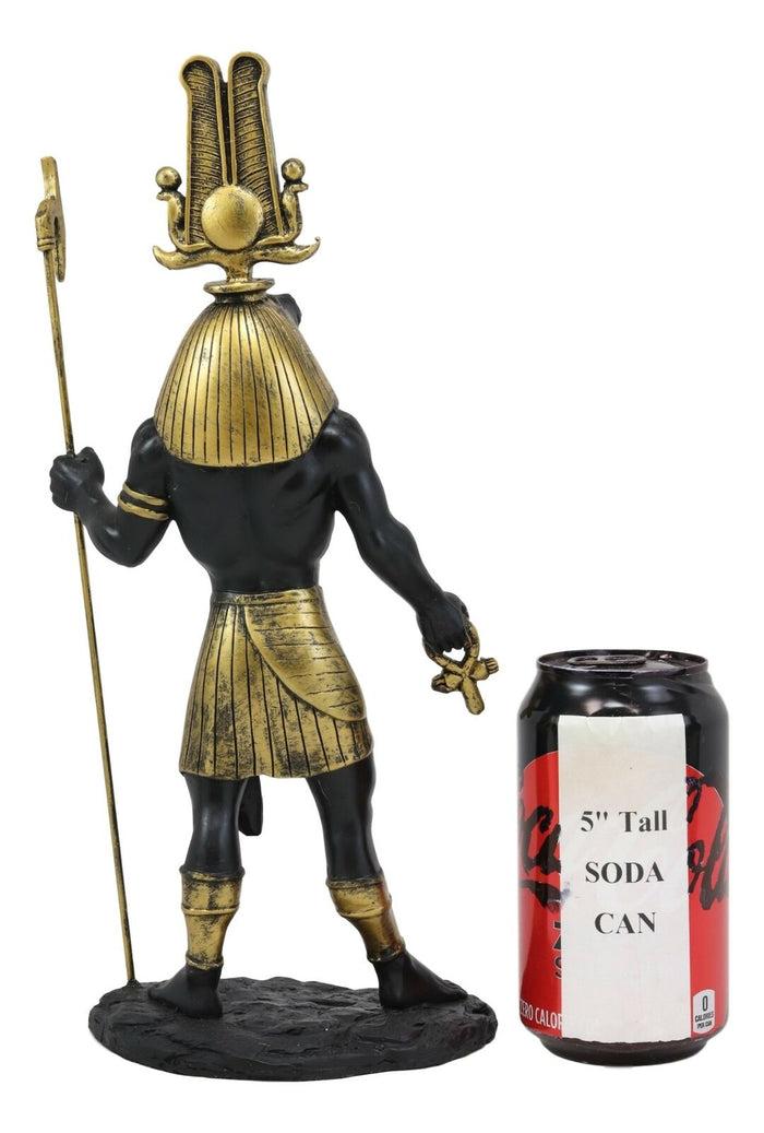 Ebros Gift Ebros Black And Gold Egyptian Benevolent God Sobek With Crocodile Head Atef Crown And Human Body Form Statue 12" H Patron Of The Nile For Crops And Fertility Gods Of Egypt Accent Figurine