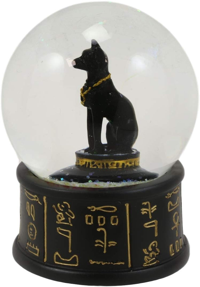 Ebros Gift Ebros Black And Gold Goddess Bastet Cat Glitter Snow Globe 65mm Small 3.5"H