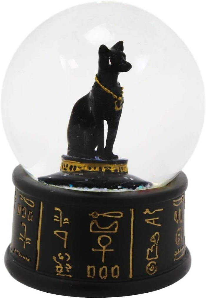 Ebros Gift Ebros Black And Gold Goddess Bastet Cat Glitter Snow Globe 65mm Small 3.5"H