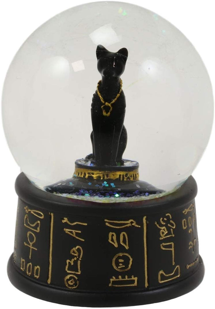 Ebros Gift Ebros Black And Gold Goddess Bastet Cat Glitter Snow Globe 65mm Small 3.5"H