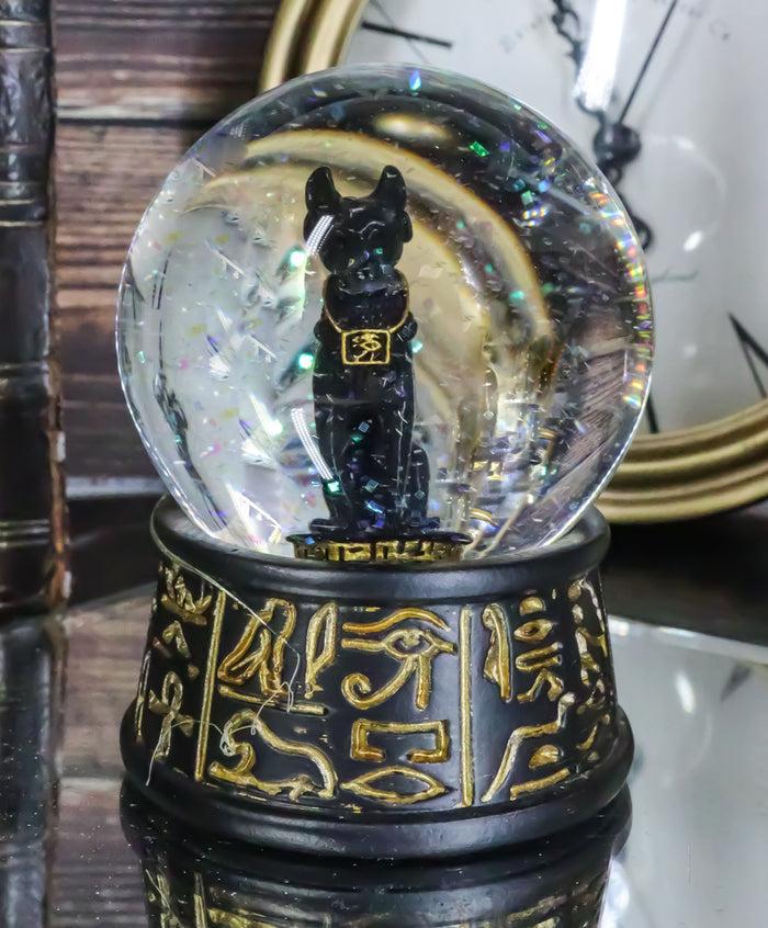ebros gift Ebros Black and Gold Goddess Bastet Cat Glitter Snow Globe 65mm Small 3.5"H