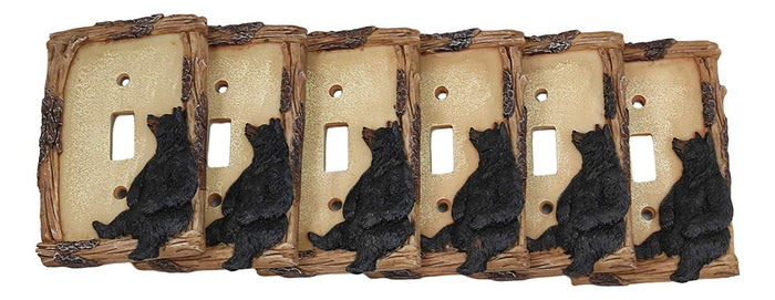 ebros gift Ebros Black Bear By Branch Twigs Wall Light Cover Set of 6 Single Toggle Switch