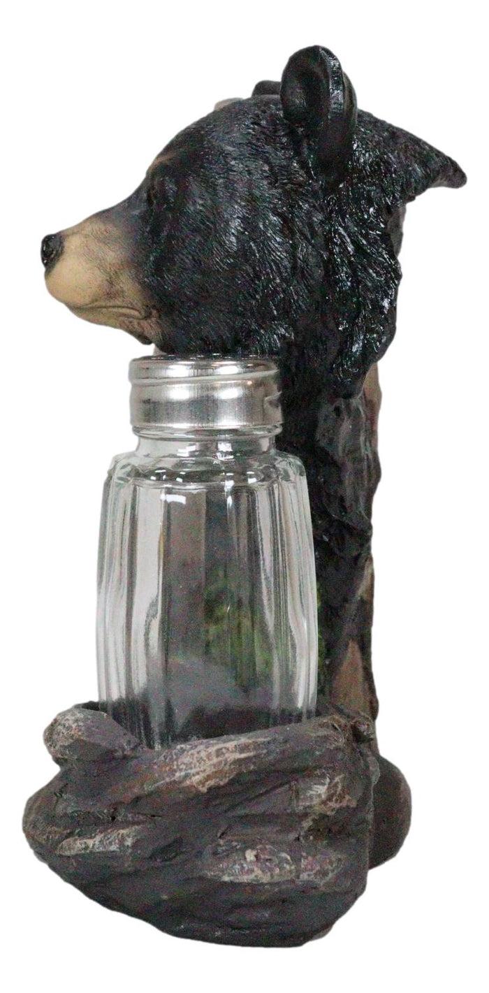 Ebros Gift Ebros Black Bear In The Woods Salt And Pepper Shakers Holder Set 6.25"Tall