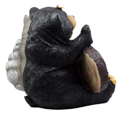 Ebros Gift Ebros Black Bear & Raccoon Statue Wipe Your Paws Greeter Welcome Sign Home Decor