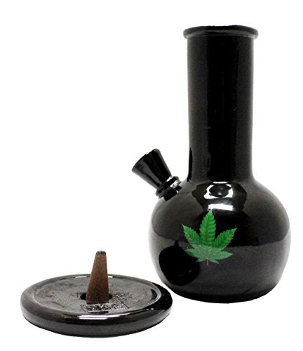 Ebros Gift Ebros Black Cannabis Weed Vintage Backflow Incense Cone Burner Figurine Aromatherapy