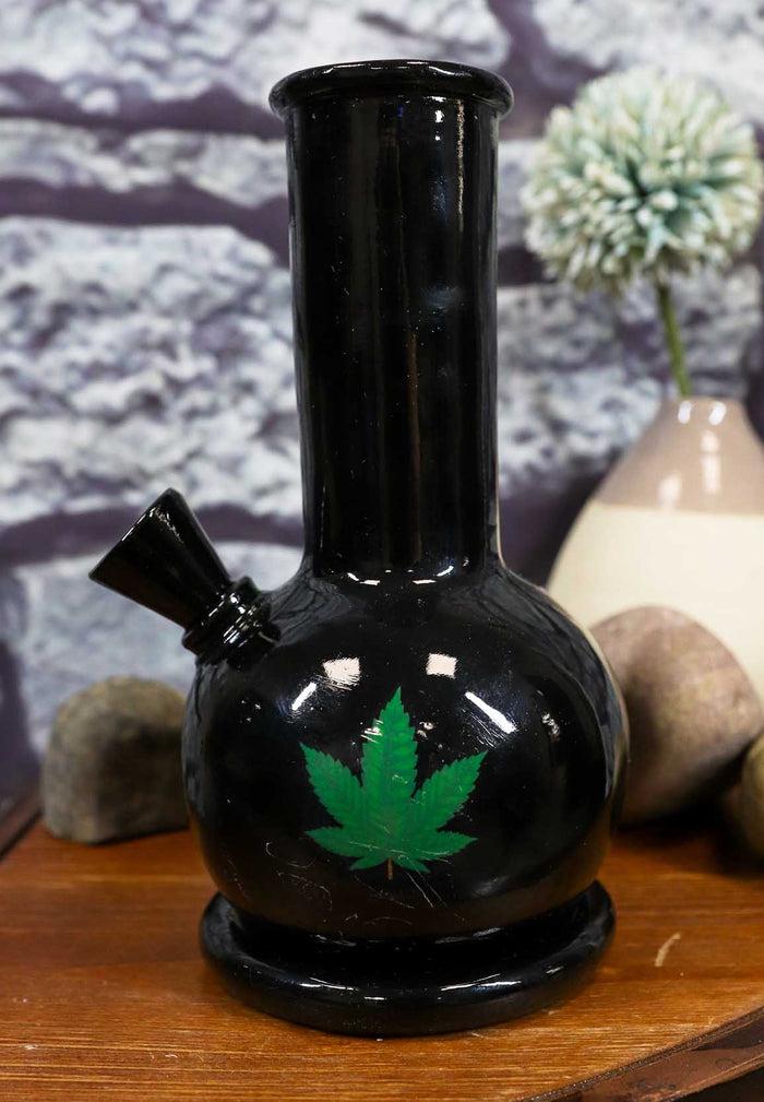ebros gift Ebros Black Cannabis Weed Vintage Backflow Incense Cone Burner Figurine Aromatherapy