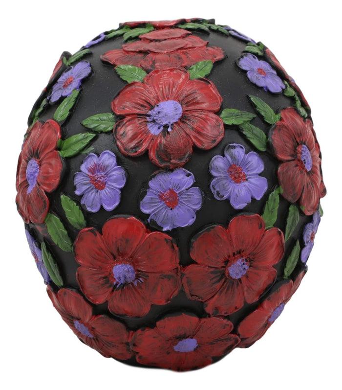 Ebros Gift Ebros Black Day Of The Dead Floral Blooms Sugar Skull Figurine DOD Skulls 6" L
