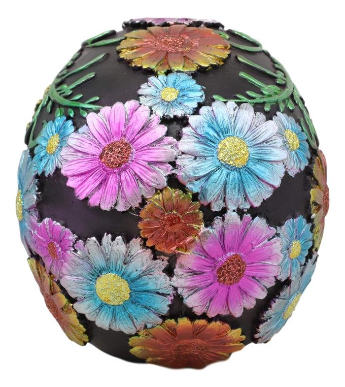 Ebros Gift Ebros Black Day Of The Dead Floral Blooms Sugar Skull Figurine Skulls 6" Long