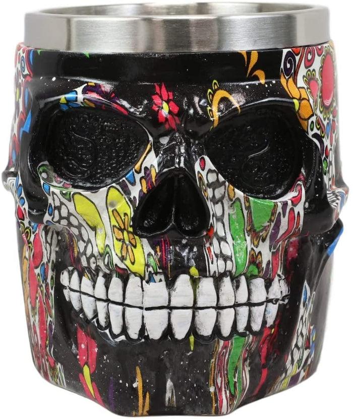 Ebros Gift Ebros Black Day Of The Dead Sugar Skull Coffee Mug 13Oz Novelty Tankard Cup