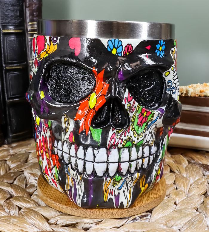 ebros gift Ebros Black Day of The Dead Sugar Skull Coffee Mug 13Oz Novelty Tankard Cup