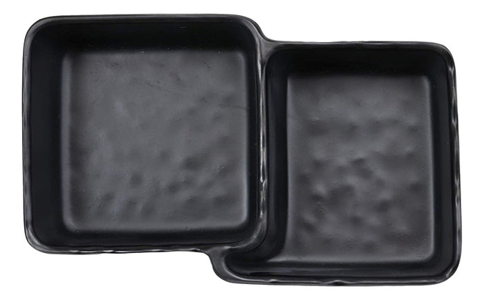 Ebros Gift Ebros Black Melamine Traditional Design Condiments Ketchup BBQ Soy Sauce Dipping Bowl Or Dish With Divider 2 Compartments Set Of 6 Housewarming Gifts For Sushi Asian Dining Restaurant Supply