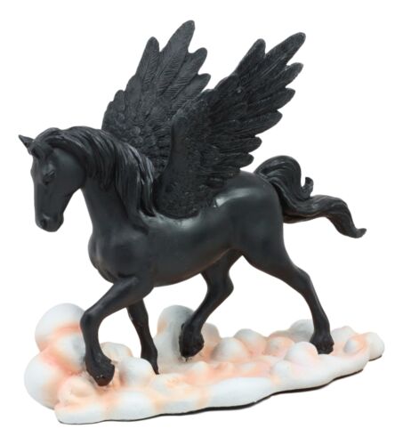 Ebros Gift Ebros Black Pegasus Horse Flying Over Clouds Of Olympus Figurine 7" H Greek Mythology Decor Statue For Desk Or Shelf Decorative Sculpture Fantasy Gifts For Girls Women