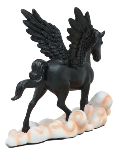 Ebros Gift Ebros Black Pegasus Horse Flying Over Clouds Of Olympus Figurine 7" H Greek Mythology Decor Statue For Desk Or Shelf Decorative Sculpture Fantasy Gifts For Girls Women