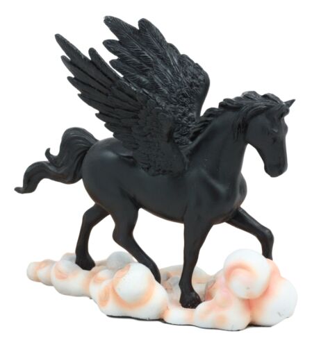 ebros gift Ebros Black Pegasus Horse Flying Over Clouds of Olympus Figurine 7" H Greek Mythology Decor Statue for Desk or Shelf Decorative Sculpture Fantasy Gifts for Girls Women