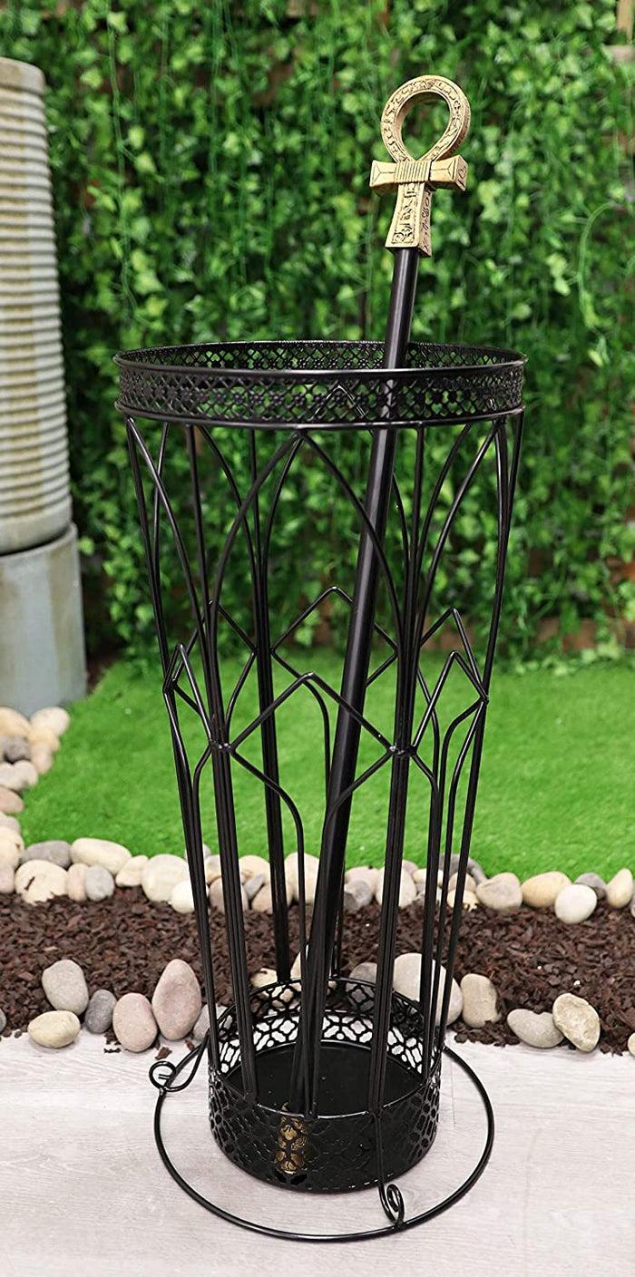 ebros gift Ebros Black Rod Iron Cathedral Windows Walking Cane Or Umbrella Stand Holder