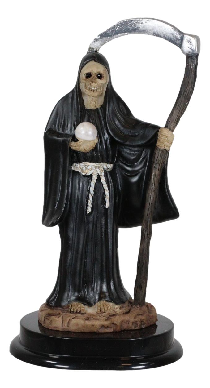Ebros Gift Ebros Black Santa Muerte With Scythe Statue 5.5" Tall Bone Mother Dark Angel Of Protection Decorative Figurine