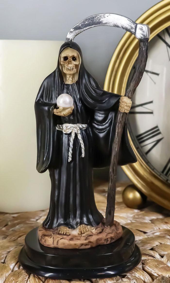 ebros gift Ebros Black Santa Muerte With Scythe Statue 5.5" Tall Bone Mother Dark Angel Of Protection Decorative Figurine