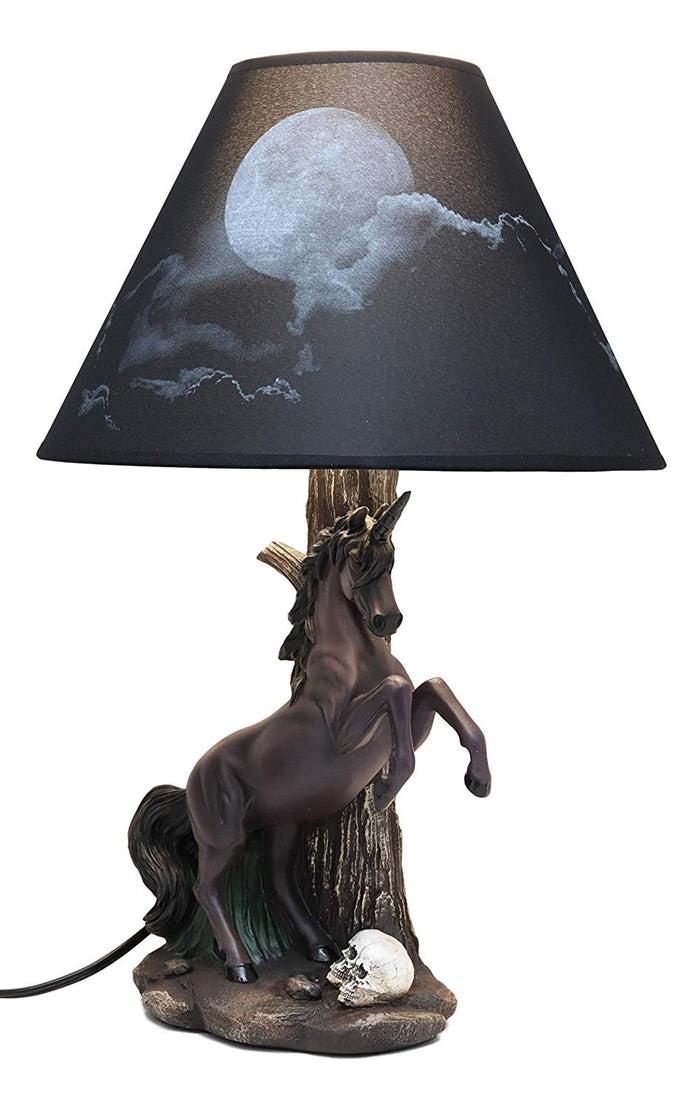 ebros gift Ebros Black Unicorn Sculptural Desktop Table Lamp with Night Sky Shade 19" Tall